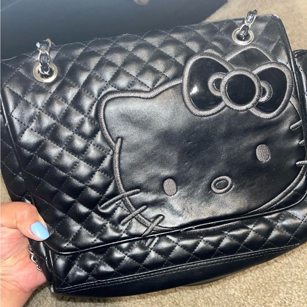 Hello Kitty Quilted Black Shoulder Bag